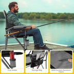 XGEAR Camping Chair with Padded Hard Armrest, Sturdy Folding Camp Chair with Cup Holder, Storage Pockets Carry Bag Included, Support to 400 lbs