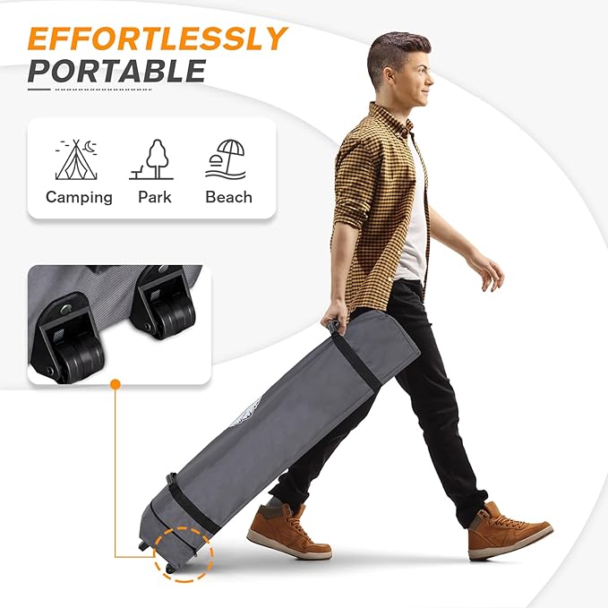 EAGLE PEAK Pop Up Canopy Tent with 1 Sidewall, Easy Setup Event Tent, Outdoor Sun Shade, Wheeled Carry Bag, Stakes and Guy Ropes, Instant Canopy 8x8, American Flag