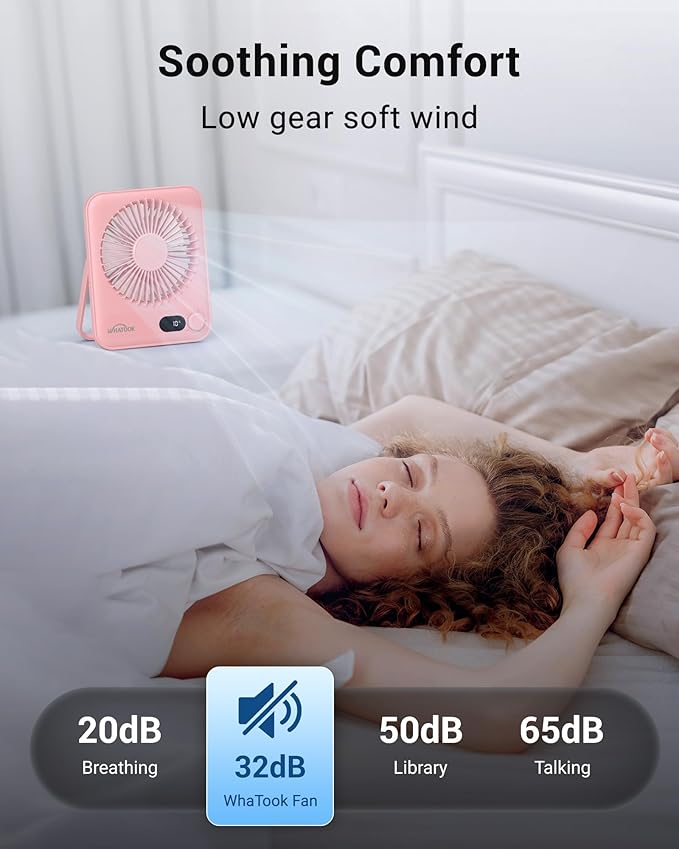 Small Desk Fan Personal Fans: 5000mah 25 Hours Battery Office Quiet Mini Desktop Fan Portable Rechargeable Travel Essentials