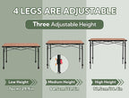 Join Nature Portable Outdoor Adjustable Height Camping Table, Large for 2-6 Person, Foldable Roll-up Aluminum Camp Table with Carry Bag for Picnic, Camp, Sturdy, Stable, Loads 220 Lbs