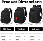 Extra Large Laptop Backpack for Men,37L Gaming Laptop Backpack,18.4Inch Travel Backpack with USB Charging Port, Business Flight Approved -Big Capacity Computer Bag College Bookbag, Black Black