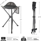 PORTAL Tall Folding Tripod Stool for Outdoor Camping Walking Hunting Hiking Fishing Travel, Support 225 lbs