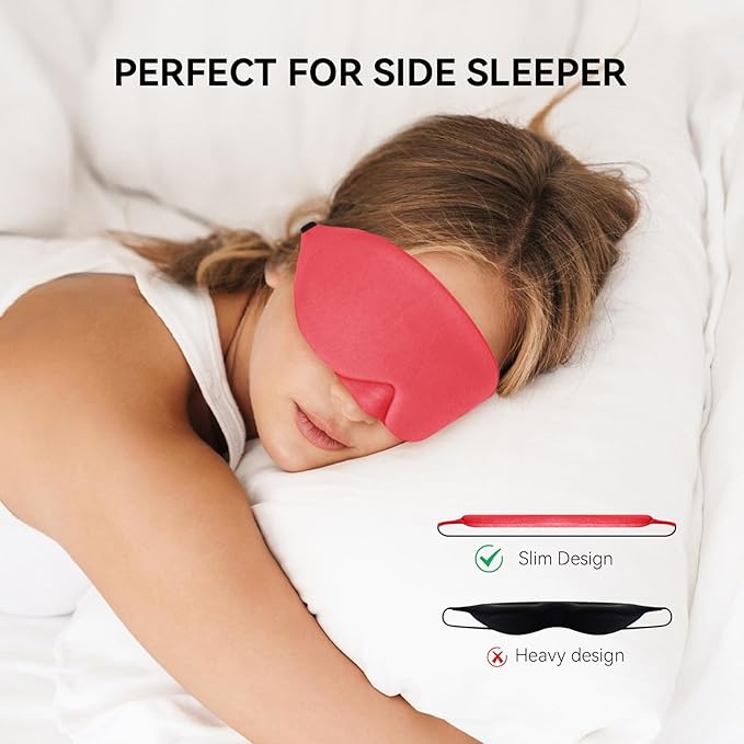 Mavogel Cotton Sleep Mask - Breathable Light Blocking Sleep Eye Mask, Soft Comfortable Night Sleeping Mask for Men Women, Eye Cover for Travel/Shift Work/Nap, Includes Travel Pouch (Vermilion Red)