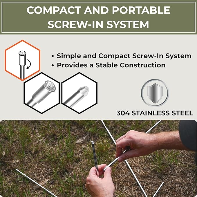 Tactiko Survival Campfire Cooking Tripod – 33" Stainless Steel Folding Stand with Adjustable Chain – Compact & Lightweight Outdoor Gear for Hanging Kettles, Pots & Percolators – Carry Bag Included