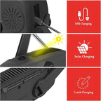 Solar Emergency NOAA Weather Radio Dynamo Hand Crank Self Powered AM FM WB Radios 3 LED Flashlight 2000mAh USB Smart Phone Charger Power SOS Alarm (Black)