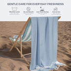 Cotton Turkish Beach Towel with Towels Oversized 36"x72" Pool Absorbent Extra Large Quick Dry Sand Travel Towel (Sky Blue, 2 Pack)