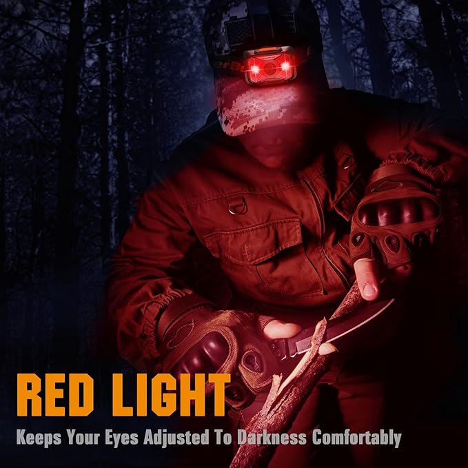 EverBrite Headlamps Rechargeable with Red Light - Outdoor LED Flashlight Head Lamps, Waterproof Dustproof Gear for Hiking Camping Essentials, 2 Pack