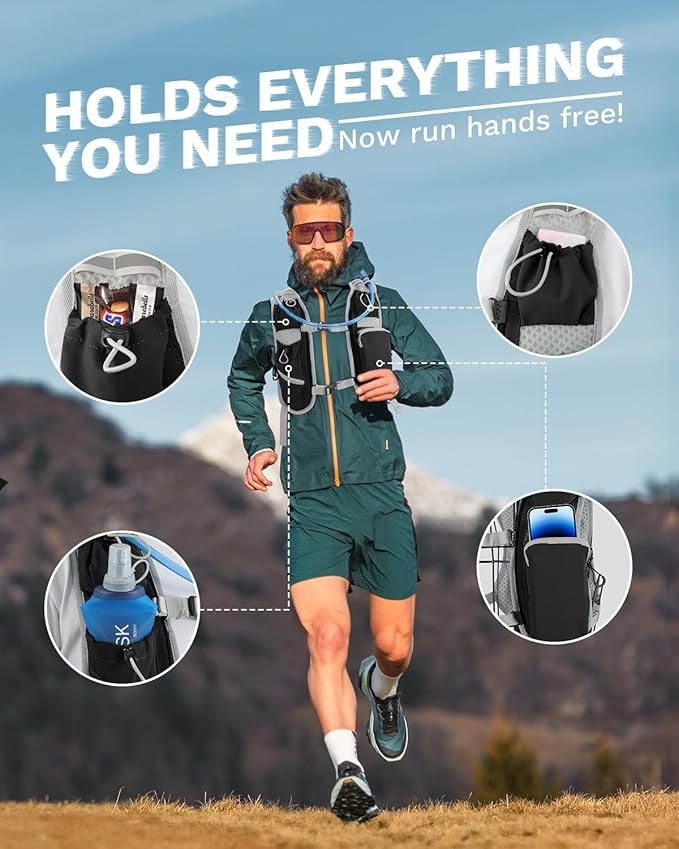 Running Vest for Women and Men, Hydration Running Backpack, Runners Vest, Hydration Vest for Walking, Marathon, Hiking