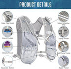 Lightweight Running Hydration Vest for Women Men, Breathable Adjustable Hydration Backpack with 1.5L Water Bladder Bag for Hiking, Trail, Running, Marathons, Cycling