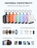 Portable Charger, 10000mAh 22.5W Fast Charging Power Bank with Built-in Cables, Travel Essentials Battery Pack with LED Display for iPhone, Portable iWatch Charger for 11/10/9/8/7/6/5/4/SE/Ultra Rose