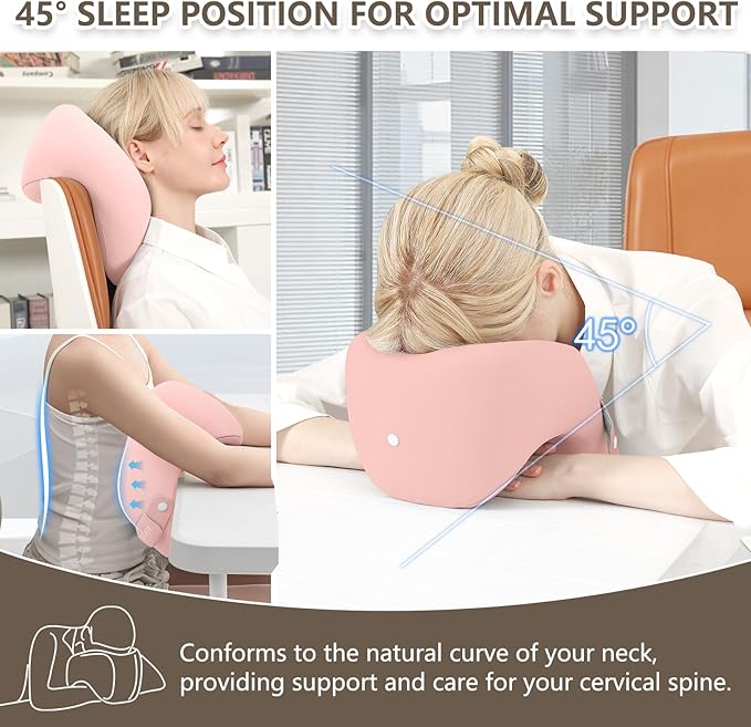 2in1 Ergonomic Memory Foam Travel Neck Pillow – 2025 Upgrade Travel Pillow for All Sleep Positions on Flights, Road Trips, and Long Distance Travel with Drawstring Bag (Adjustable - Pink)