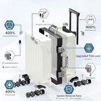 Krute Carry On Luggage 20 inch Aluminum Frame Suitcase with Spinner Wheels No Zipper Hardshell PC+ABS Luggages TSA Lock Zipperless Suitcases