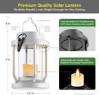Solar Lantern Outdoor & Indoor Use – Hanging Solar Lights with Realistic Flickering Flameless Candle, Weatherproof for Gardens, Patios, Trees, and Lawns (White, 8 Pack)