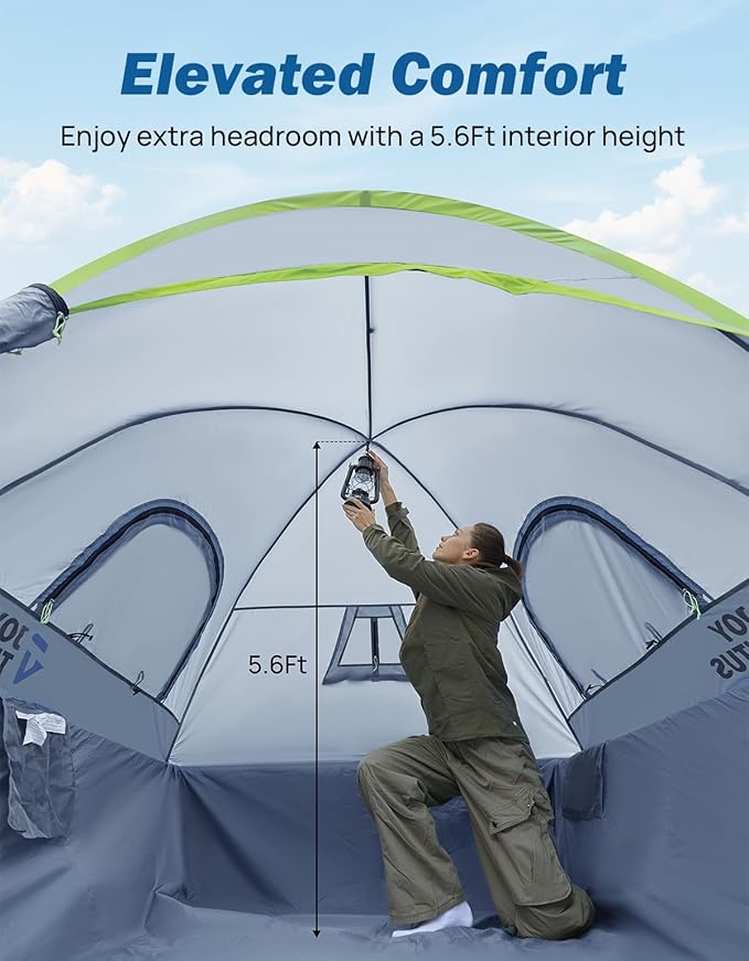 JOYTUTUS Pickup Truck Tent 6.5ft 2.0, Waterproof PU2000mm Double Layer for 2 Person, Portable Truck Bed Tent with Rainfly - Green