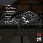 GasOne High Pressure Double Propane Burner - Outdoor Cooking with Heat Shield and Guard – Propane Burner Head for Camping, Tailgating, Seafood Boil, Home Brewing - Patent Pending