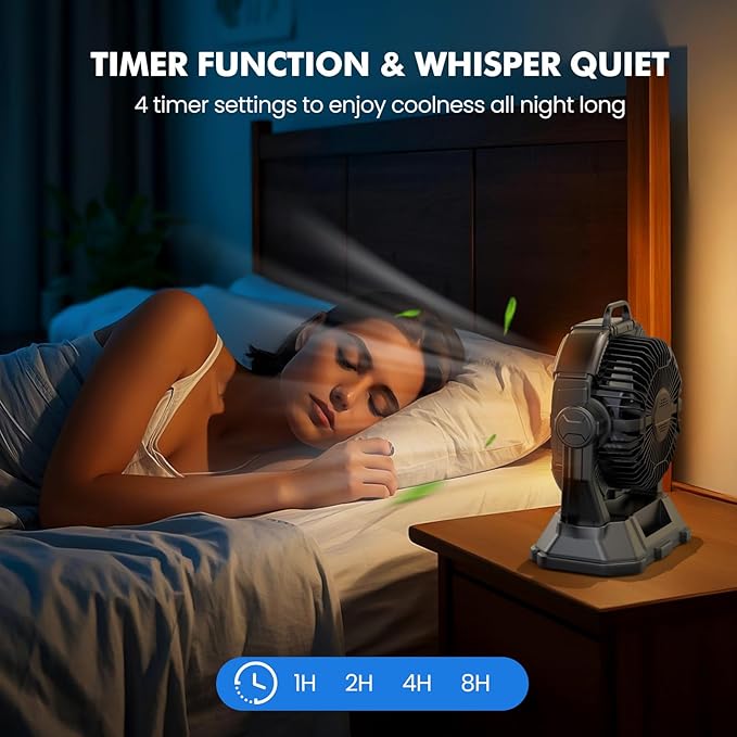 Misting Fan Portable 42800mAh Rechargeable with Remote Control, Camping Fan with LED Light & Stepless Speed Control & Cooling Spray with 6L Bucket, Timer Function, Portable Handle, Rotate Hang Hook