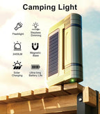 2400LM Rechargeable Camping Lantern – Folding Portable Solar Camping Light for Tent & Power Outages, Magnetic Base, 1/4" Screw Adapter, USB-C & Solar Powered for Hiking,Outdoors