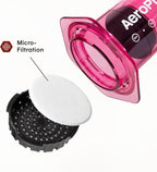 AeroPress Clear Pink Coffee Press - All-in-One French Press, Pour-Over & Espresso Style Manual Brewer, 2 Min Brew for Less Bitterness, More Flavor, Small Portable Coffee Maker, Travel & Camping