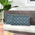 Magpie Fabrics Pack of 2 Outdoor Lumbar Pillow Case Covers 12"x20", Waterproof Rectangular Throw Pillowcase Shell Decorative Sham for Patio Garden Couch - Morgan Medal Blue