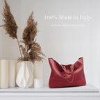Italian Leather Tote Bag for Women - Large Shoulder Shopper, Fits 16” Laptop, Keychain Holder, Made in Italy