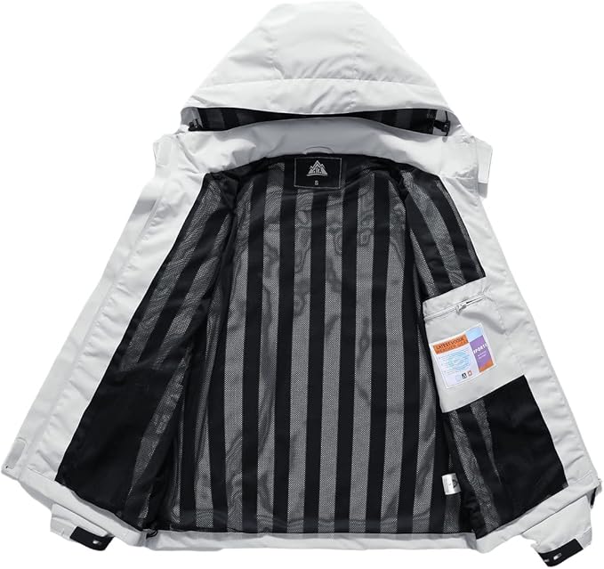 MOERDENG Women's Waterproof Rain Jacket Lightweight Raincoat Hooded Hiking Jacket Softshell Windbreaker