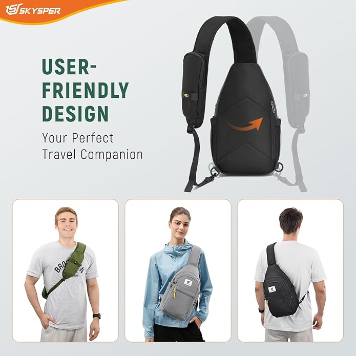 SKYSPER Sling Bag RFID Anti-Theft Crossbody Bag Recycled Travel Cross Body Bag Shoulder Sling Daypack