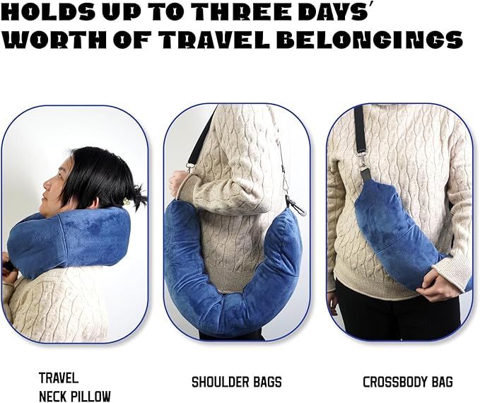 1/2PCS Travel Pillow Stuffable with Clothes As Carry-On Luggage Fits Up to 3 Days of Travel Essentials, Multifunctional U-Shaped Pillowcase for Business, Trip, Outdoor (2PCS-Brown)