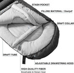 Atarashi Camping Sleeping Bag- 4 Seasons for Adults, Light, Warm, Extra-Large with Compression Sack- Great for Hiking, Backpacking & Outdoor Adventures