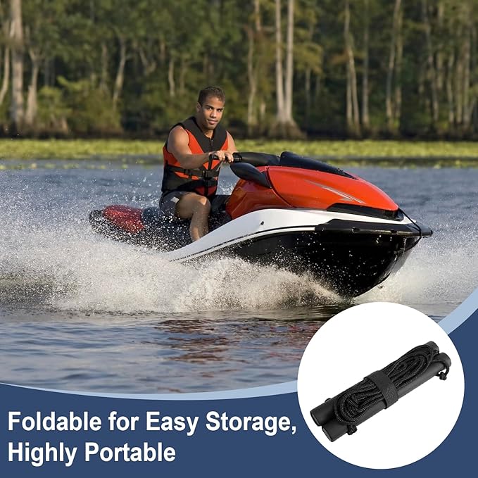 Foldable 2-Step Rope Ladder, 660lbs Strength, Portable Outdoor Climbing Marine Boarding Ladder for Inflatable Boats, Fishing Boats, Kayaks, Motorboats, Canoeing