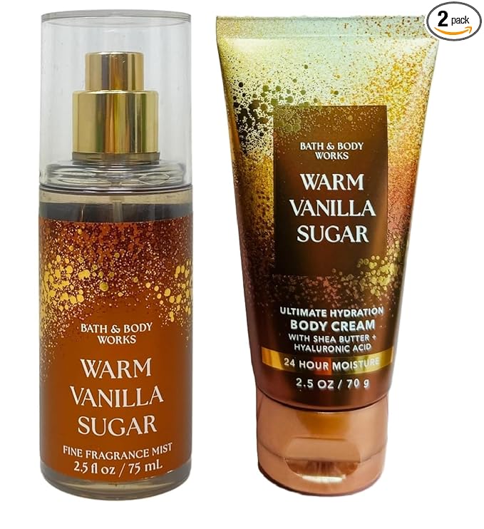 Bath & Body Works TRAVEL SIZE Mist and Cream Set - 5 oz each set (Warm Vanilla Sugar)