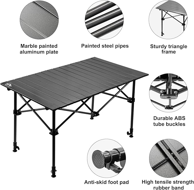 Night Cat Foldable Camping Table: Outdoor Table with Storage Basket