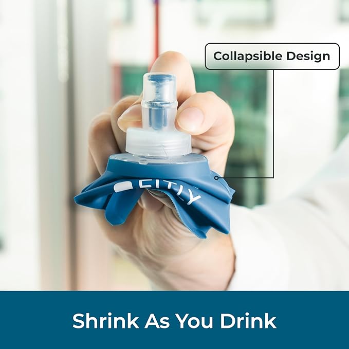 Soft Flask - Shrink As You Drink Soft Water Bottle for Hydration Pack - Folding Water Bottle Ideal for Running, Hiking, Cycling, Climbing & Rigorous Activity