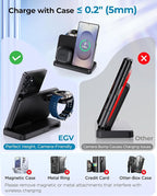 EGV Wireless Charger for Samsung – 3 in 1 Wireless Charging Station for Galaxy S25 Ultra S24 S23, Z Fold Flip 7/6, Detachable Watch Charger for Galaxy Ultra 8/7/6, Foldable, Fast Charging, No Adapter