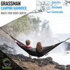 Grassman Camping Hammock Double & Single Portable Hammock with Tree Straps, Lightweight Nylon Parachute Hammocks Camping Accessories Gear for Indoor Outdoor Backpacking, Travel, Hiking, Beach