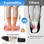 ExploreBliss Airplane Foot Rest - Lightweight Foot Hammock for Plane Travel with Adjustable Strap & Thick Board, Tray Table Under Desk Footrest to Relax Feet, Travel Essentials for Long Flights(Pink)