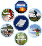 Survival Fire Starter Kit – 6 Bags Magnesium Shavings, 3.15" Ferro Rod, Wax Rope, Emergency Blanket, 14-in-1 Multi Tool Card, Wire Saw, Outdoor Camping Hiking Gear with Waist Bag