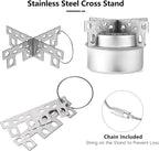 Titanium Camping Cookware 500ml Titanium Cup with Alcohol Stove, Cross Stand, Windscreen & Folding Spork, Lightweight Portable Outdoor Camping Stove and Cup Set for Backpacking Hiking