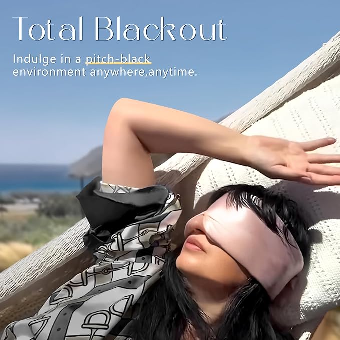 ZIMASILK 100% 22 Momme Mulberry Silk Sleep Mask - Full Silk Filled, Ultra-Soft & Breathable, Face-Hugging Blackout Eye Cover for Sleeping (Bluestone)