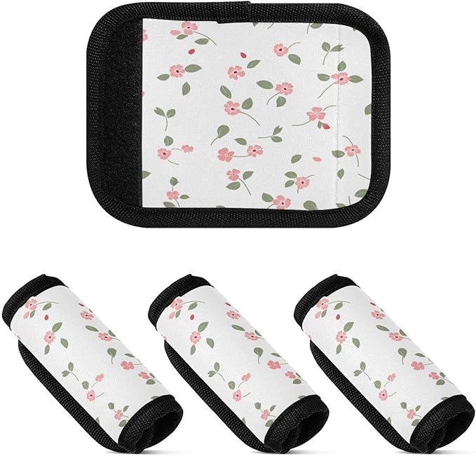 Qilmy Fresh Style Floral Fragments Luggage Handle Wrap 4Pack Luggage Identifiers Tag Comfort Handle Grips Cover for Stroller Suitcase Bag Airplane Travel Accessories1503