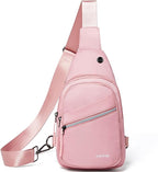 7L Sling Bag For Women Faux Leather Anti Theft Small Casual Daypack Backpack Fanny Pack Crossbody Chest Bags Purse Waterproof Light Pink
