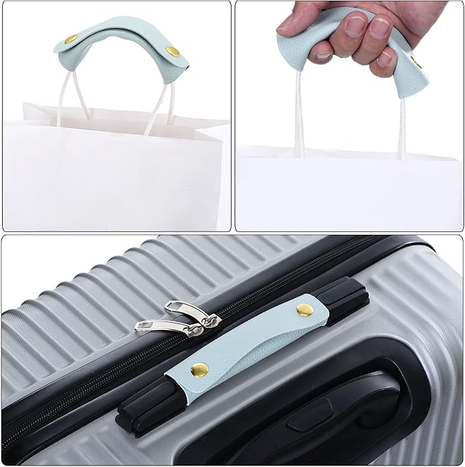 PATIKIL Luggage Handle Wrap, 2 Pack Irregular Pattern PU Handbag Grip Cover Protector Identifier with Clasp for Suitcase Grocery Shopping Bag, Navy Blue