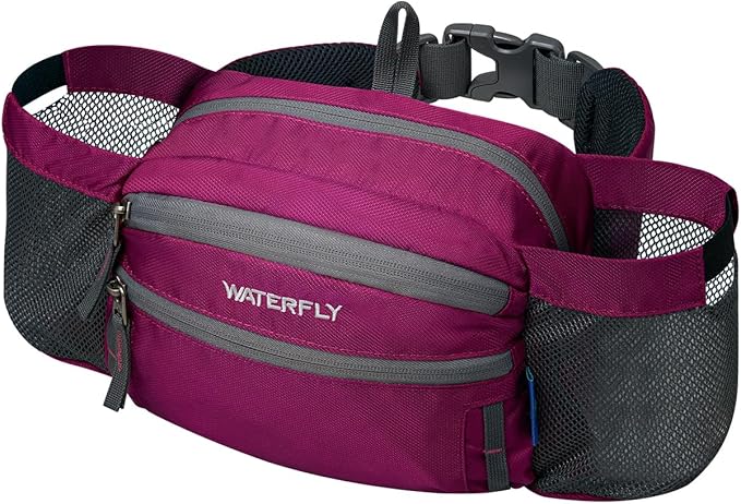 WATERFLY Fanny Pack Waist Bag: Waist Pack for Women Men with Two Water Bottle Holder Hiking Fanny Pack for Running Walking DogWalking Travel Cycling
