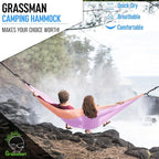 Grassman Camping Hammock Double & Single Portable Hammock with Tree Straps, Lightweight Nylon Parachute Hammocks Camping Accessories Gear for Indoor Outdoor Backpacking, Travel, Hiking, Beach
