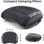 TOBTOS Ultralight Camping Pillow - Inflatable, Ergonomic Neck & Lumbar Support, Blow Up Air Pillow for Travel, Hiking, Outdoor (Black), 17x12