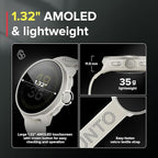 SUUNTO Run Sports Watch, 1.32" AMOLED Touchscreen w/Crown Button, 12D Battery Life, Dualband Accurate GPS, Wrist Heart-Rate & Sleep Health Tracking, 35g Lightweight & 4GB Offline Music, Frost Gray