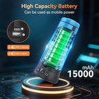 Rechargeable Camping Light with Stand 7ft Max Height, 15000mAh Portable Cordless LED Work Light, 5500 Lumen 6500/4500/3500K Dimmable Emergency Flashlight with Detachable Tripod, Blue