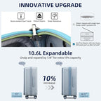 Hard Shell Suitcases 28 Inch Large Checked Luggage with Spinner Wheels Cup Holder, Expandable Check in Luggage Lightweight Top Opening Luggage Big Rolling Suitcase with Lock, Silver