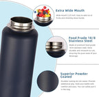 Volhoply Insulated Water Bottles Bulk 4 Pack, 40 oz Stainless Steel Sports Bottle with Paracord Handle & Spout, Metal Double Wall Travel Cups with Wide Mouth,Reusable Large Water jug(Fog,4 Set)