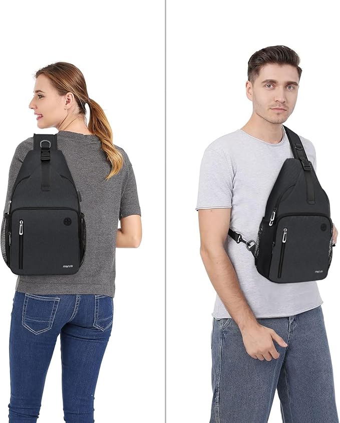 MOSISO Sling Backpack Bag, Crossbody Shoulder Bag Travel Hiking Daypack Chest Bag with Front Square Pocket&USB Charging Port