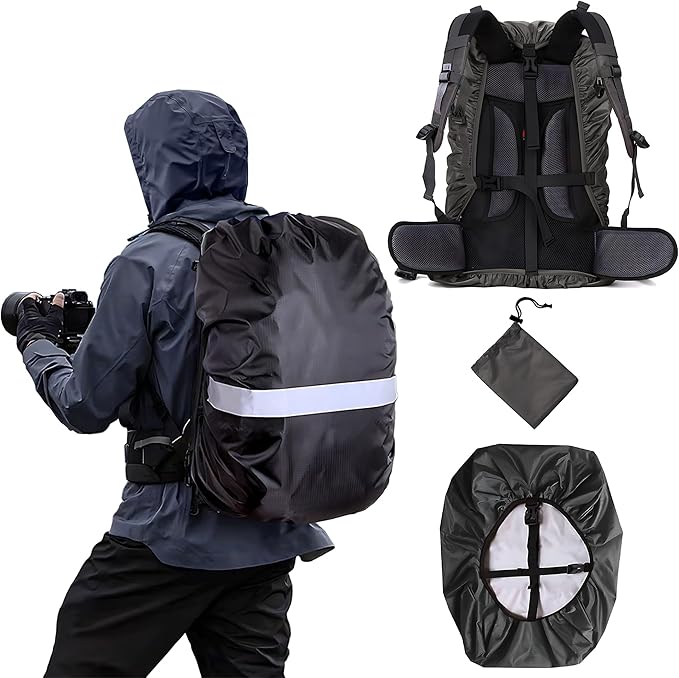 Waterproof Backpack Rain Cover,8000mm Waterproof Level,Upgraded with Reflective,Anti-Slip Cross Buckle Straps,Ultra-Strong Multilayer Structure for Hiking,Biking,Camping,Outdoor, Traveling
